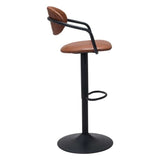 Adjustable Height Brown And Black Steel Swivel Low Back Counter Height Bar Chair - Homeroots - Flyclothing LLC