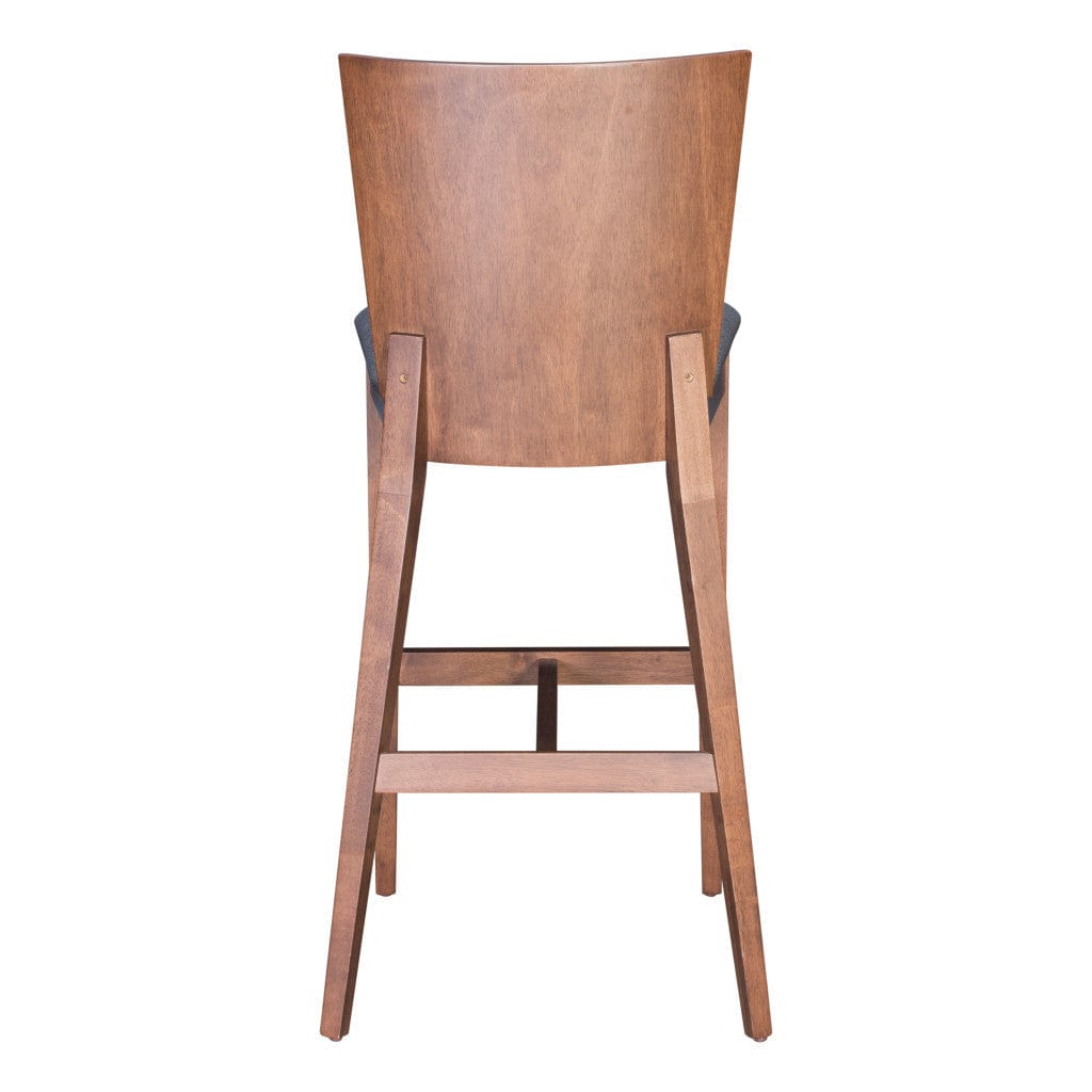 Set of Two 29" Gray And Brown Solid Wood Low Back Bar Height Bar Chairs - Homeroots