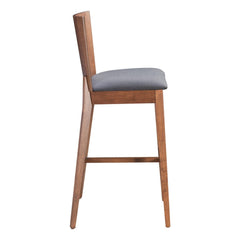 Set of Two 29" Gray And Brown Solid Wood Low Back Bar Height Bar Chairs - Homeroots