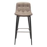 Set of Two 30" Taupe And Black Steel Low Back Bar Height Bar Chairs - Homeroots
