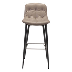 Set of Two 30" Taupe And Black Steel Low Back Bar Height Bar Chairs - Homeroots
