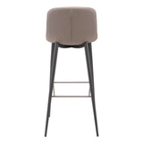 Set of Two 30" Taupe And Black Steel Low Back Bar Height Bar Chairs - Homeroots