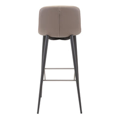 Set of Two 30" Taupe And Black Steel Low Back Bar Height Bar Chairs - Homeroots