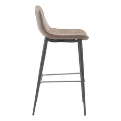 Set of Two 30" Taupe And Black Steel Low Back Bar Height Bar Chairs - Homeroots