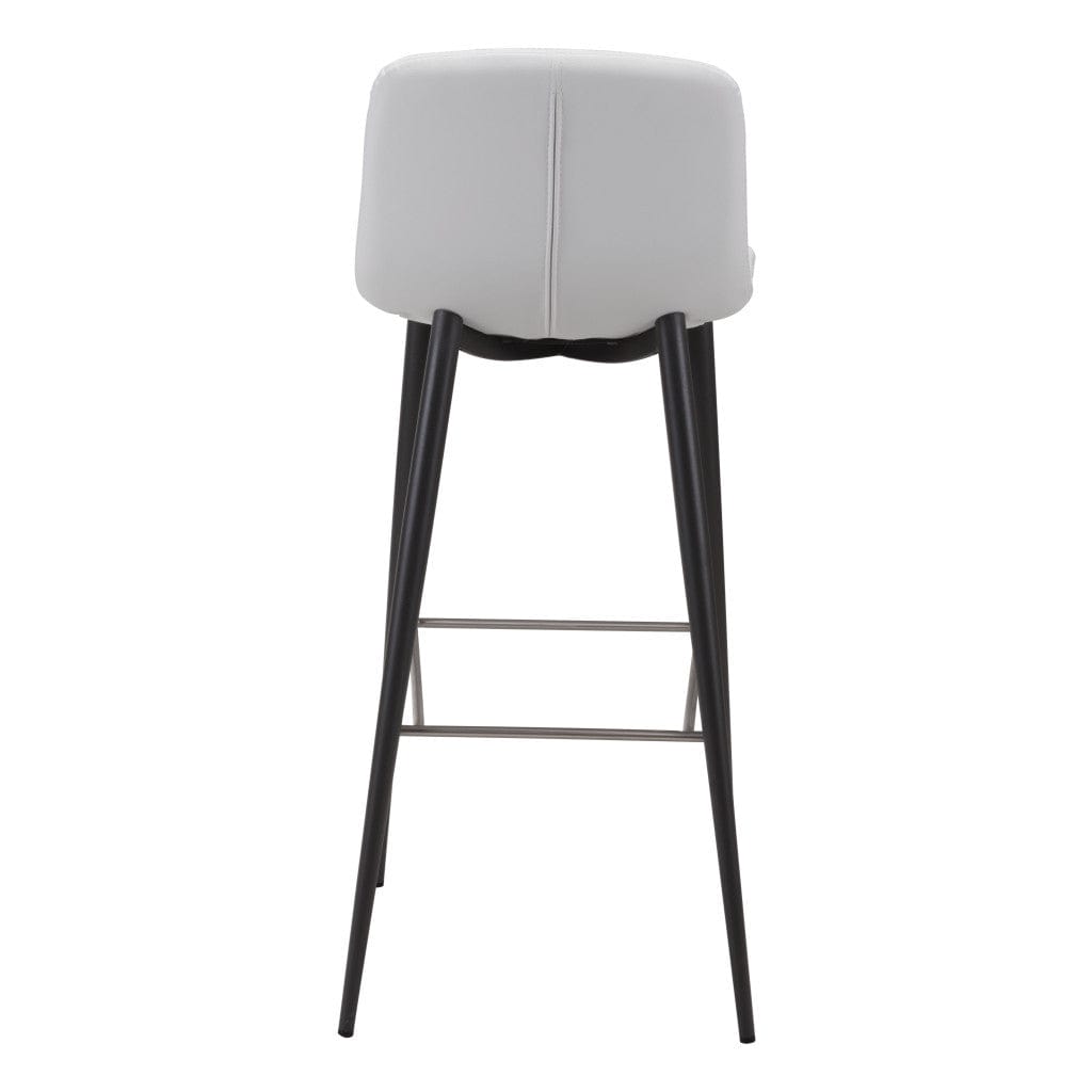 Set of Two 30" White And Black Steel Low Back Bar Height Bar Chairs - Homeroots