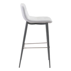 Set of Two 30" White And Black Steel Low Back Bar Height Bar Chairs - Homeroots