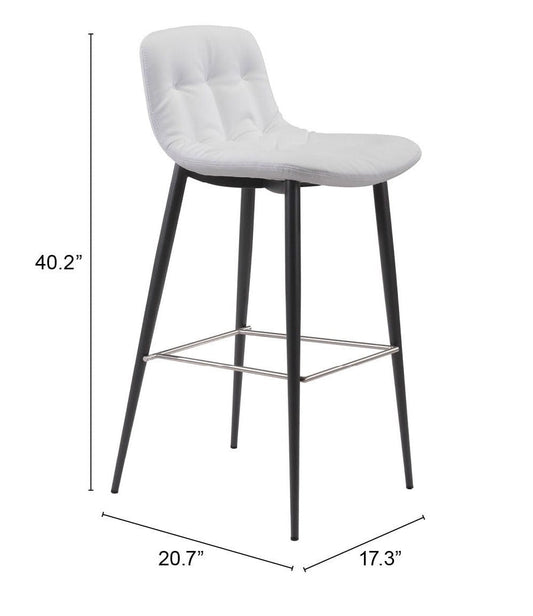 Set of Two 30" White And Black Steel Low Back Bar Height Bar Chairs - Homeroots