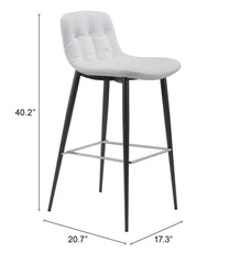 Set of Two 30" White And Black Steel Low Back Bar Height Bar Chairs - Homeroots