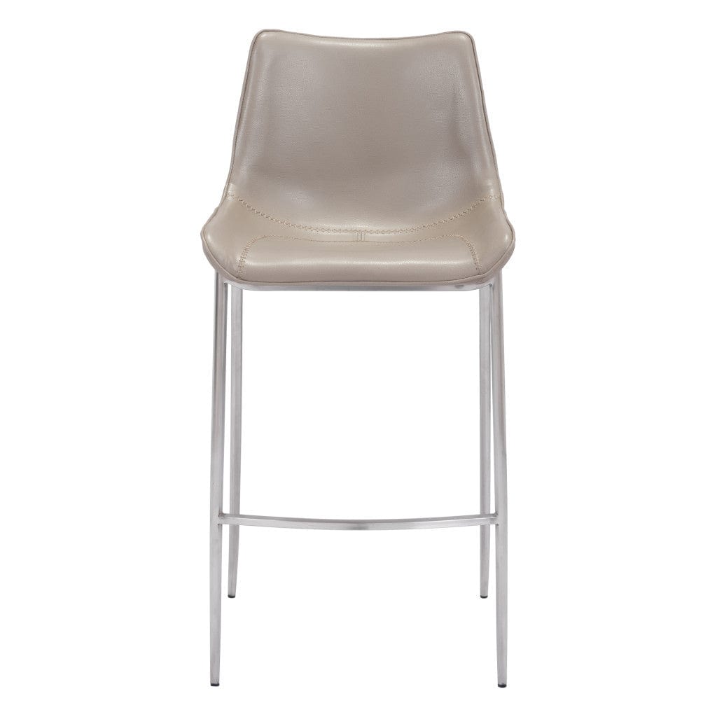 Set of Two 30" Gray And Silver Steel Low Back Bar Height Bar Chairs - Homeroots - Flyclothing LLC