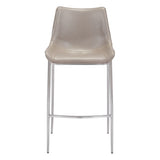 Set of Two 30" Gray And Silver Steel Low Back Bar Height Bar Chairs - Homeroots - Flyclothing LLC
