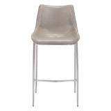Set of Two 30" Gray And Silver Steel Low Back Bar Height Bar Chairs - Homeroots