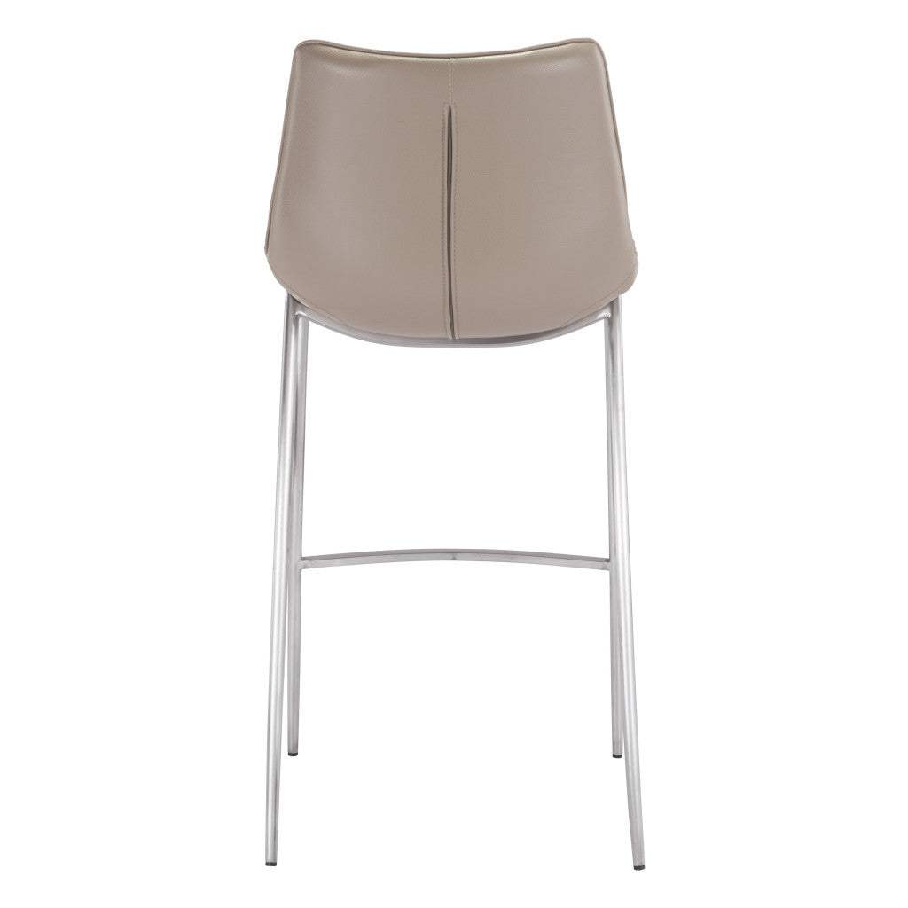 Set of Two 30" Gray And Silver Steel Low Back Bar Height Bar Chairs - Homeroots - Flyclothing LLC