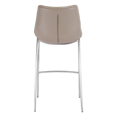 Set of Two 30" Gray And Silver Steel Low Back Bar Height Bar Chairs - Homeroots