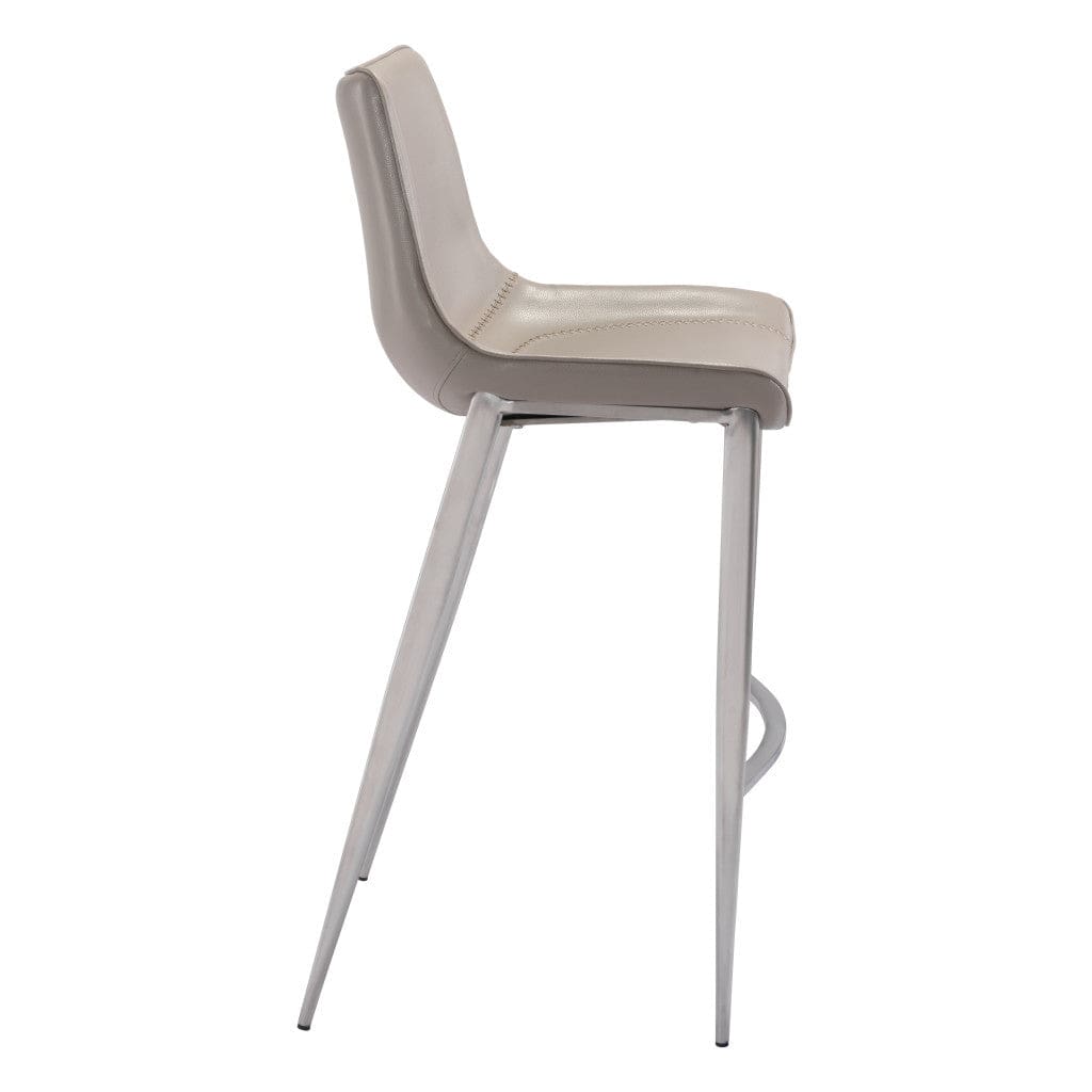 Set of Two 30" Gray And Silver Steel Low Back Bar Height Bar Chairs - Homeroots - Flyclothing LLC