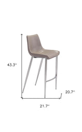 Set of Two 30" Gray And Silver Steel Low Back Bar Height Bar Chairs - Homeroots - Flyclothing LLC