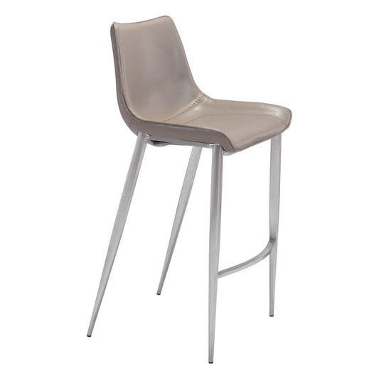 Set of Two 30" Gray And Silver Steel Low Back Bar Height Bar Chairs - Homeroots