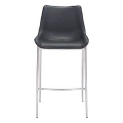 Set of Two 30" Black And Silver Steel Low Back Bar Height Bar Chairs - Homeroots