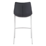 Set of Two 30" Black And Silver Steel Low Back Bar Height Bar Chairs - Homeroots