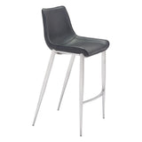 Set of Two 30" Black And Silver Steel Low Back Bar Height Bar Chairs - Homeroots - Flyclothing LLC
