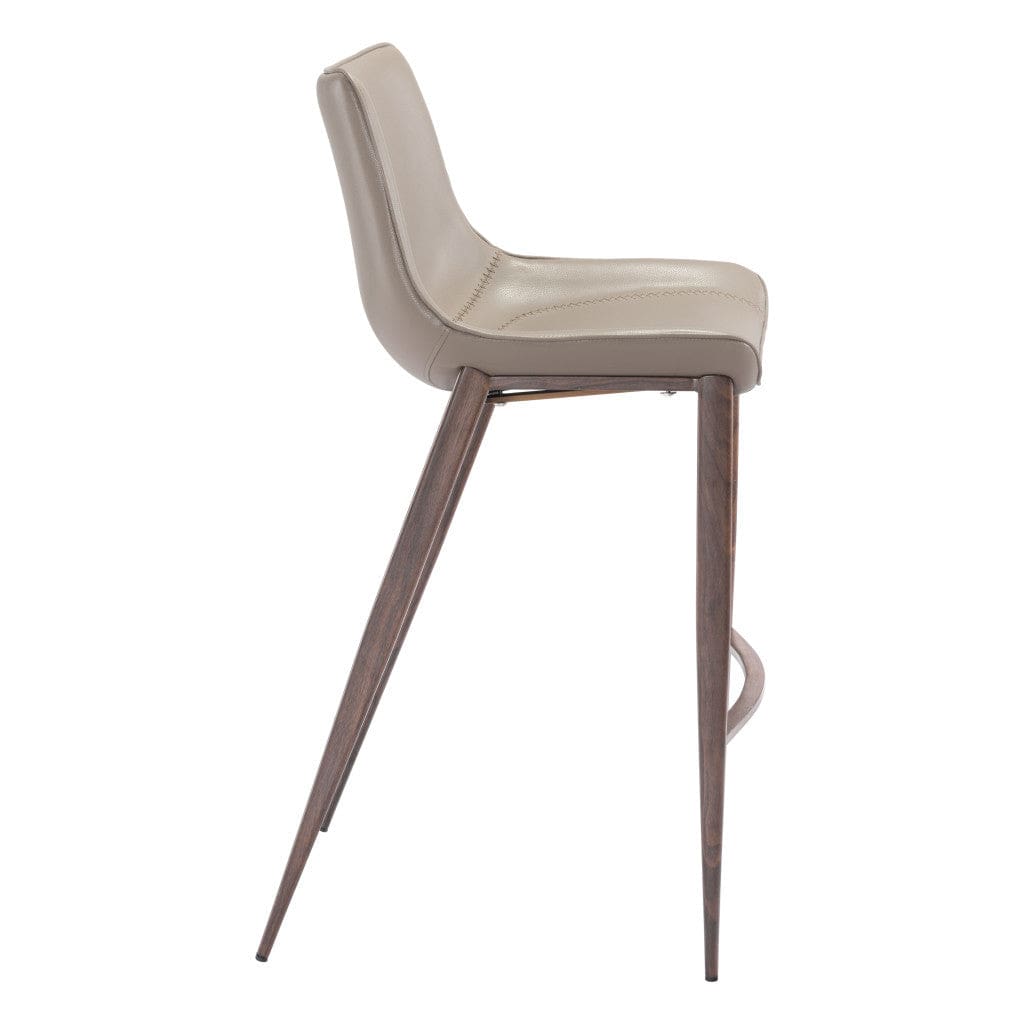 Set of Two 30" Gray And Brown Steel Low Back Bar Height Bar Chairs - Homeroots - Flyclothing LLC