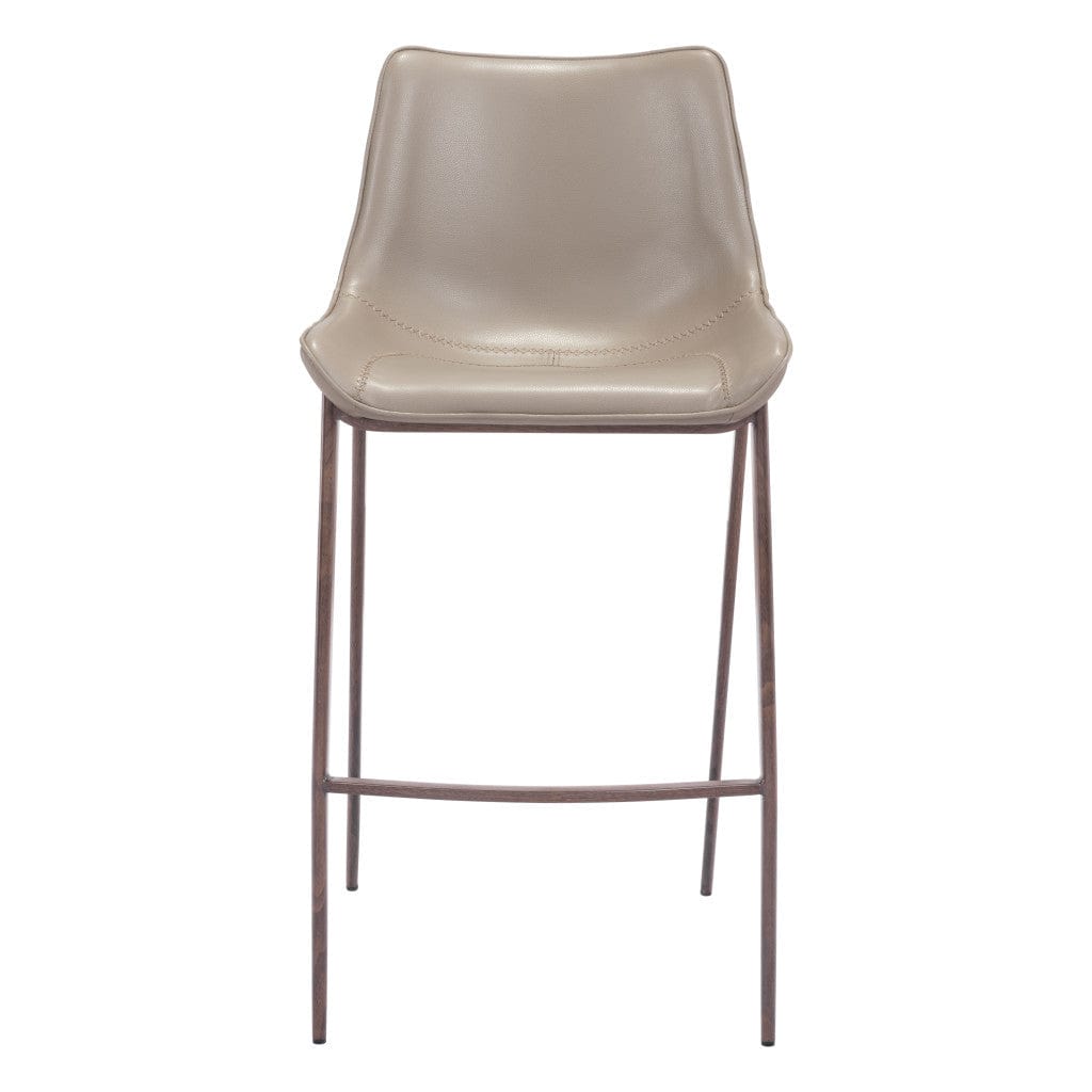 Set of Two 30" Gray And Brown Steel Low Back Bar Height Bar Chairs - Homeroots