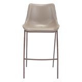 Set of Two 30" Gray And Brown Steel Low Back Bar Height Bar Chairs - Homeroots