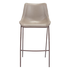 Set of Two 30" Gray And Brown Steel Low Back Bar Height Bar Chairs - Homeroots