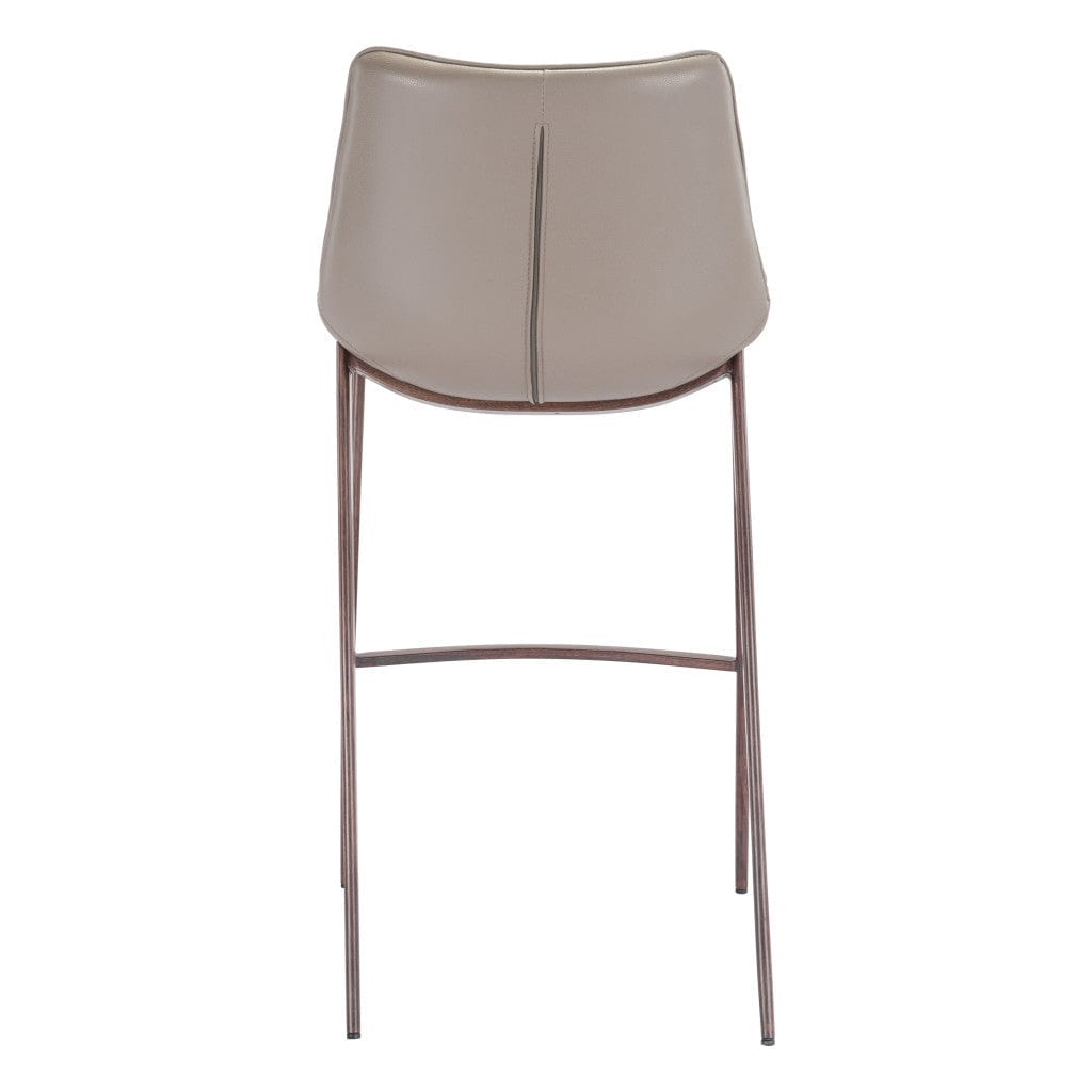 Set of Two 30" Gray And Brown Steel Low Back Bar Height Bar Chairs - Homeroots