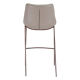 Set of Two 30" Gray And Brown Steel Low Back Bar Height Bar Chairs - Homeroots - Flyclothing LLC