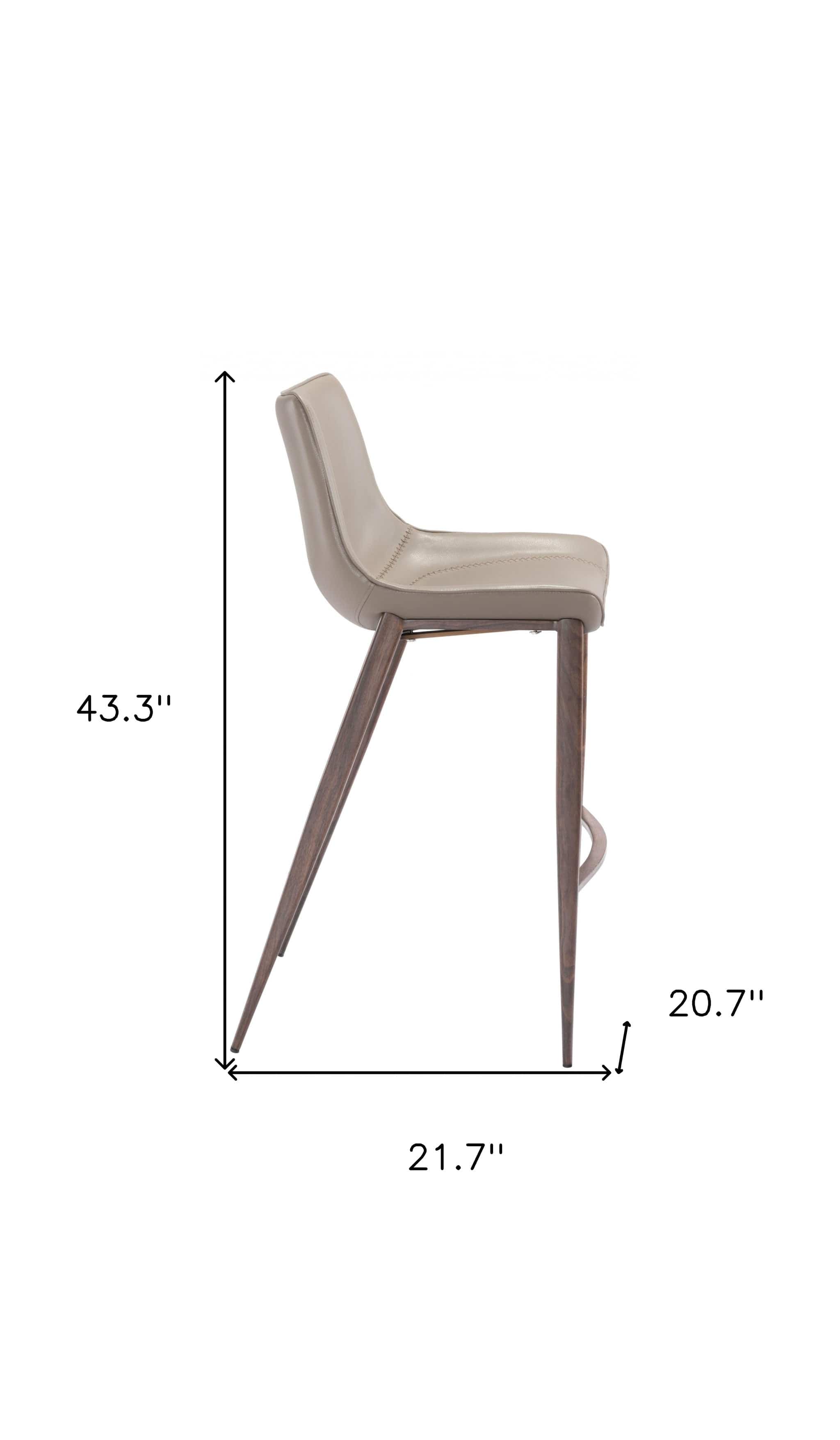 Set of Two 30" Gray And Brown Steel Low Back Bar Height Bar Chairs - Homeroots