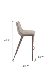 Set of Two 30" Gray And Brown Steel Low Back Bar Height Bar Chairs - Homeroots - Flyclothing LLC
