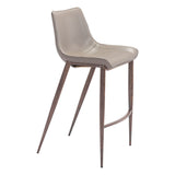 Set of Two 30" Gray And Brown Steel Low Back Bar Height Bar Chairs - Homeroots - Flyclothing LLC