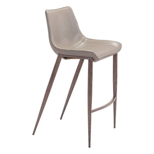 Set of Two 30" Gray And Brown Steel Low Back Bar Height Bar Chairs - Homeroots