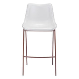 Set of Two 30" White And Brown Steel Low Back Bar Height Bar Chairs - Homeroots - Flyclothing LLC