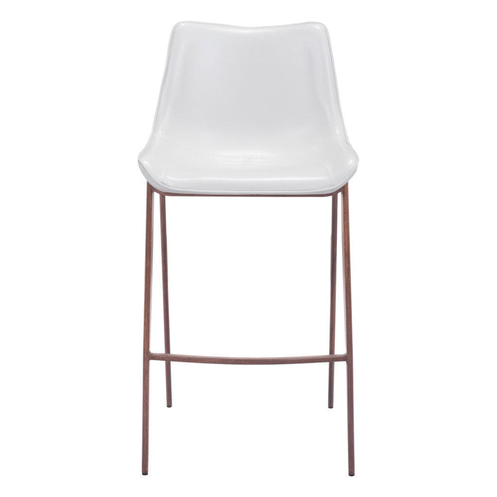 Set of Two 30" White And Brown Steel Low Back Bar Height Bar Chairs - Homeroots - Flyclothing LLC