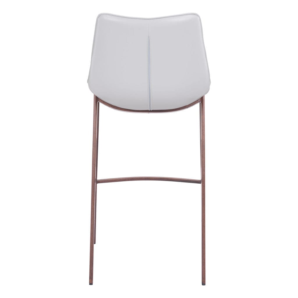Set of Two 30" White And Brown Steel Low Back Bar Height Bar Chairs - Homeroots
