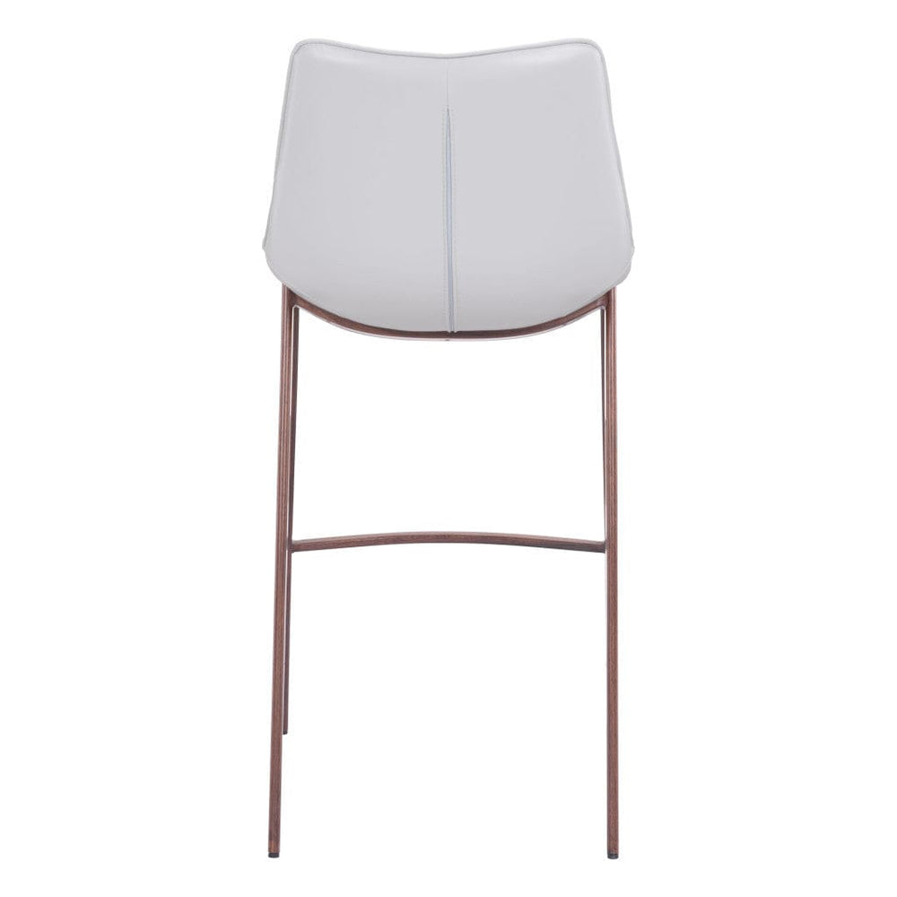 Set of Two 30" White And Brown Steel Low Back Bar Height Bar Chairs - Homeroots - Flyclothing LLC