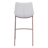 Set of Two 30" White And Brown Steel Low Back Bar Height Bar Chairs - Homeroots