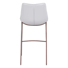 Set of Two 30" White And Brown Steel Low Back Bar Height Bar Chairs - Homeroots