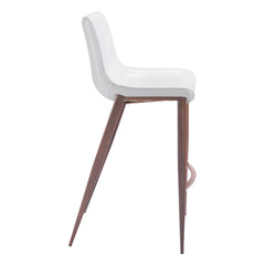 Set of Two 30" White And Brown Steel Low Back Bar Height Bar Chairs - Homeroots