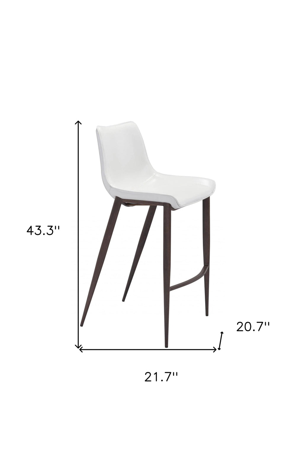 Set of Two 30" White And Brown Steel Low Back Bar Height Bar Chairs - Homeroots