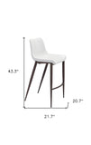 Set of Two 30" White And Brown Steel Low Back Bar Height Bar Chairs - Homeroots