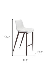 Set of Two 30" White And Brown Steel Low Back Bar Height Bar Chairs - Homeroots