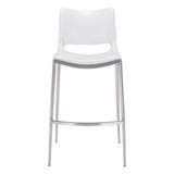 Set of Two 29" White And Silver Steel Low Back Bar Height Bar Chairs - Homeroots - Flyclothing LLC