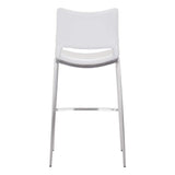 Set of Two 29" White And Silver Steel Low Back Bar Height Bar Chairs - Homeroots - Flyclothing LLC