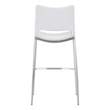 Set of Two 29" White And Silver Steel Low Back Bar Height Bar Chairs - Homeroots