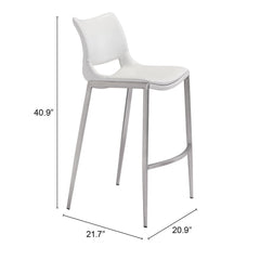 Set of Two 29" White And Silver Steel Low Back Bar Height Bar Chairs - Homeroots