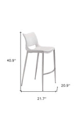 Set of Two 29" White And Silver Steel Low Back Bar Height Bar Chairs - Homeroots
