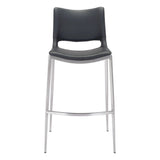 Set of Two 29" Black And Silver Steel Low Back Bar Height Bar Chairs - Homeroots