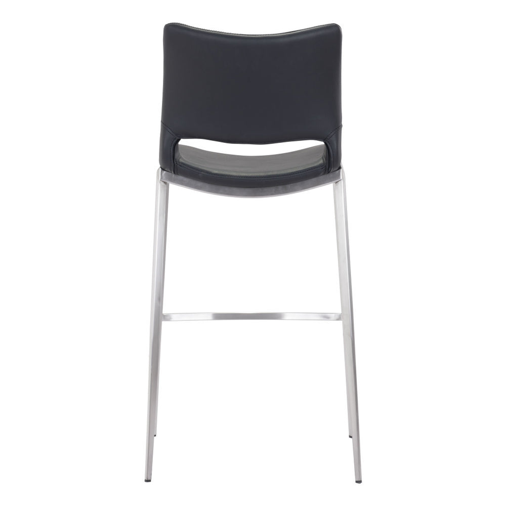 Set of Two 29" Black And Silver Steel Low Back Bar Height Bar Chairs - Homeroots - Flyclothing LLC